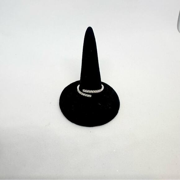 Moissanite Diamond Band Split Half Eternity Stackable Ring 18k Plated Adjustable - Picture 14 of 16